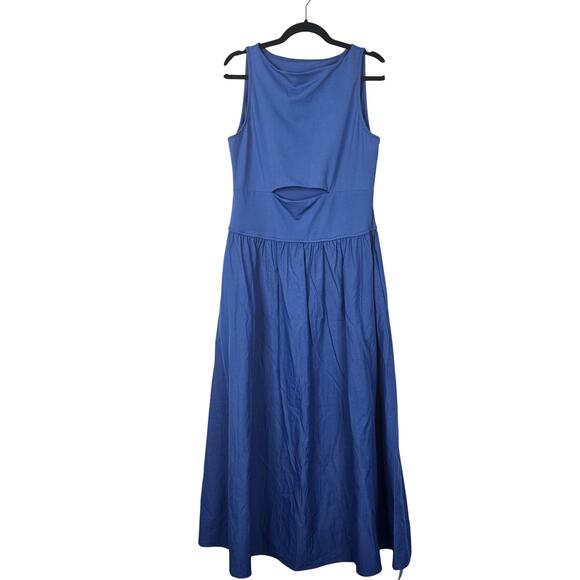 Cupshe Dress Womens XL Blue Sleeveless Cutout Waist Maxi Pockets Stretchy Summer - Picture 1 of 11